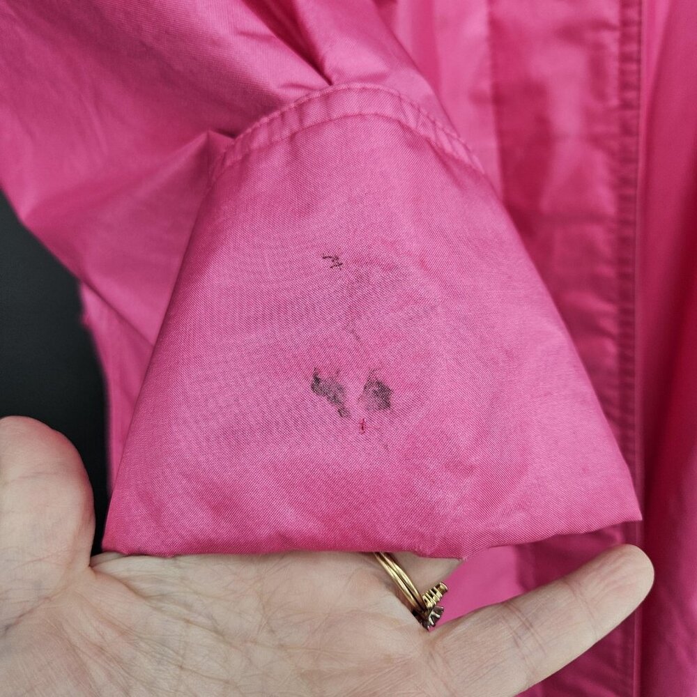Vintage Trench Long Rain Jacket Coat Womens 12 Pink Rubberized Belted 80s Formal - Picture 12 of 16